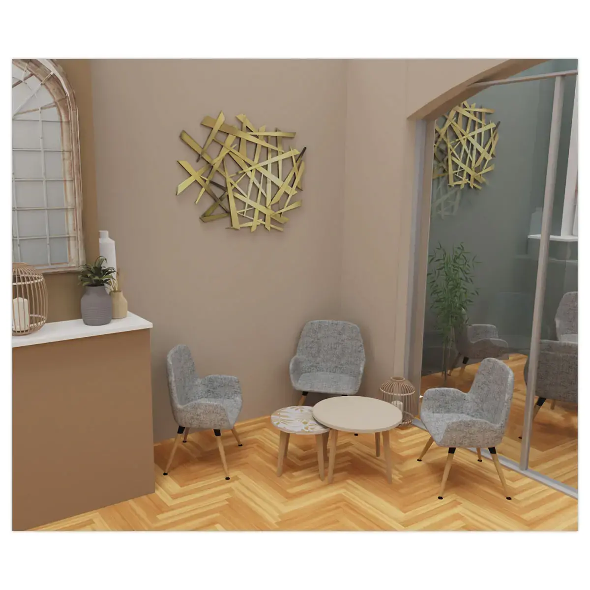 2 Fauteuils Tissu bleu 4 pieds bois vernis montés photo du produit