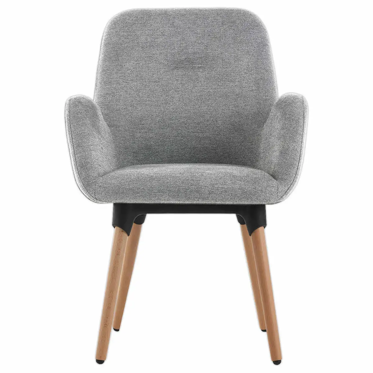 2 Fauteuils Tissu gris 4 pieds bois vernis montés photo du produit