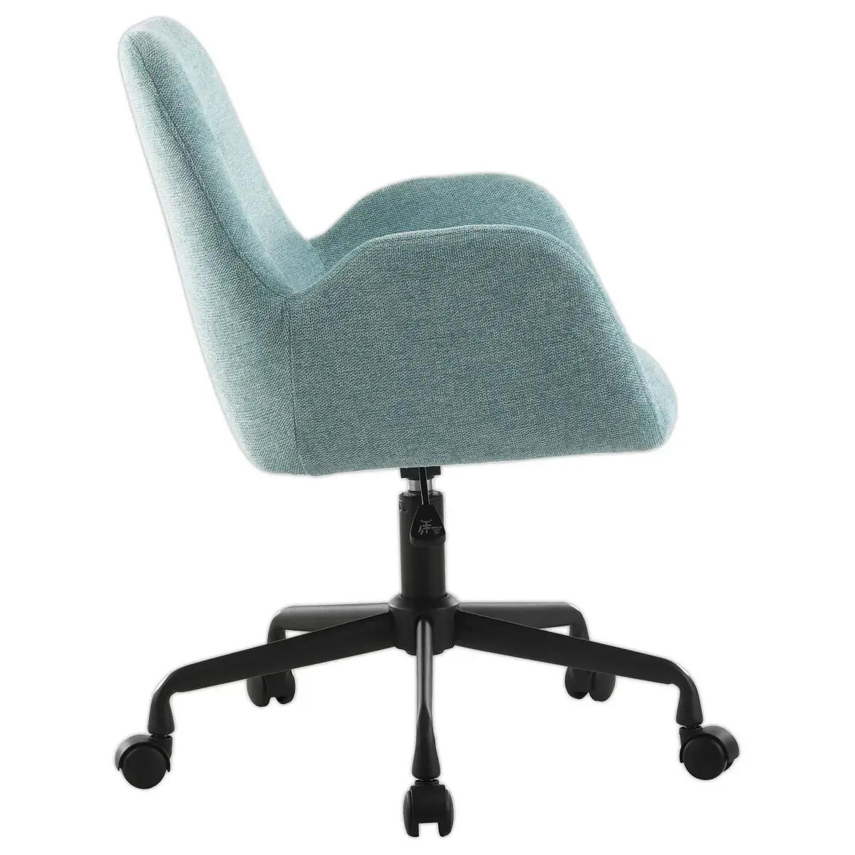 2 Fauteuils Tissu bleu clair piétement àroulettes montés photo du produit
