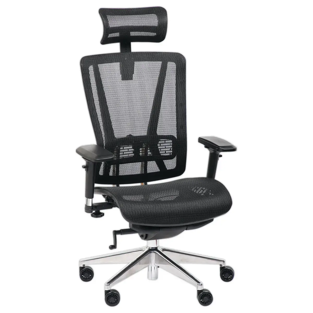 Si&egrave;ge synchrone VASEA t&eacute;tiere accot soutien lombaire noir r&eacute;sille photo du produit