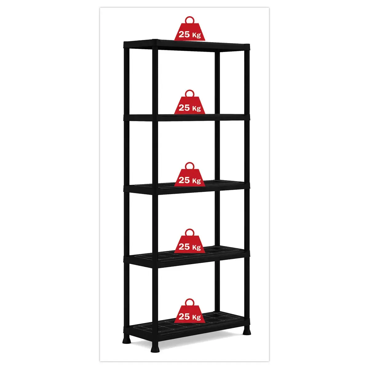 Etag&egrave;re &ndash; L 75 cm &ndash; 5 rayonnages &ndash; Noir photo du produit