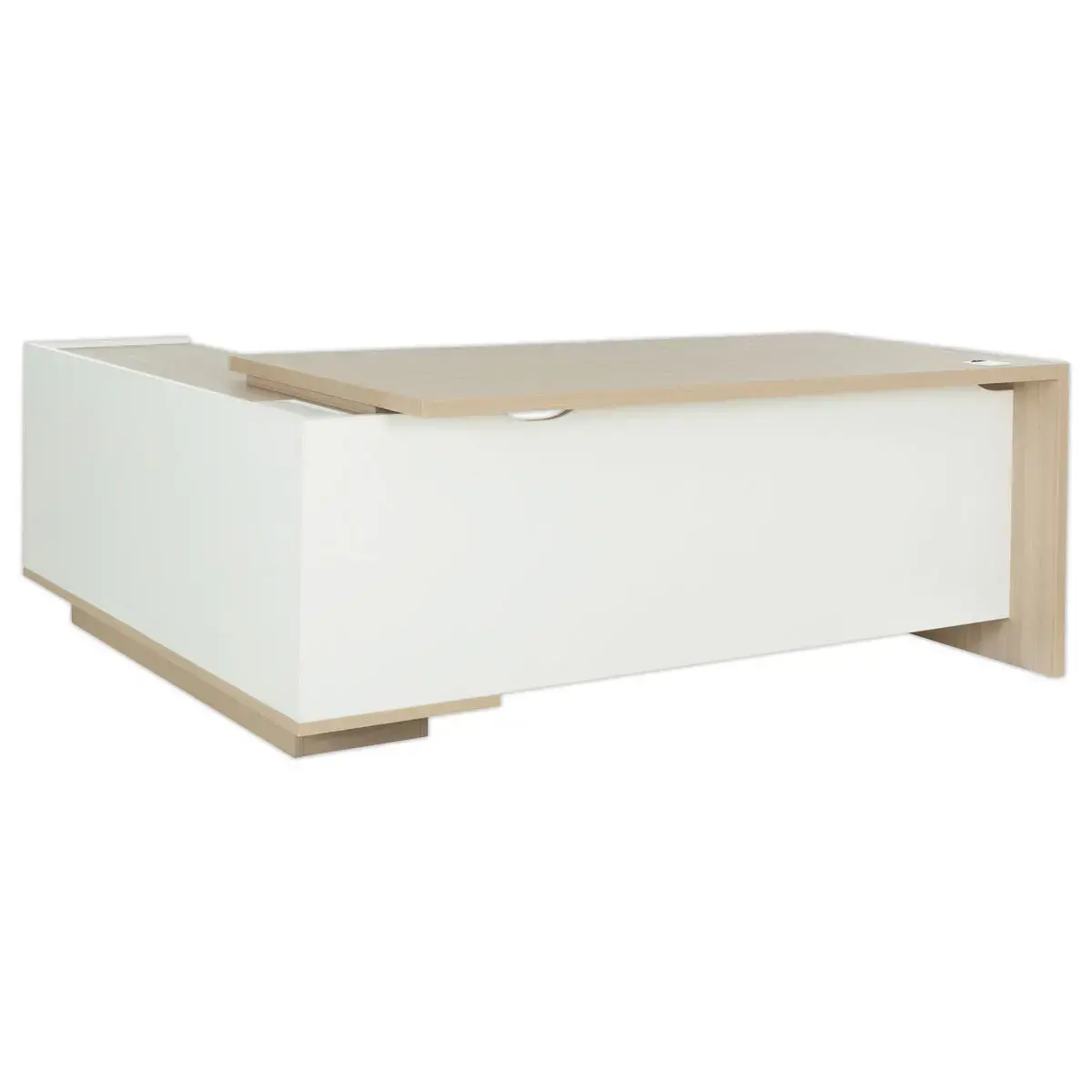 Bureau BARI Retour droit 180 cm chêne structuré / blanc monté photo du produit