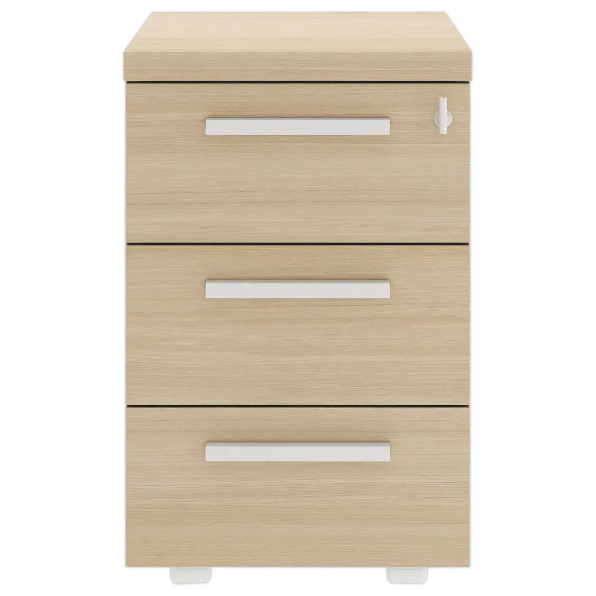 Caisson mobile 3 tiroirs BARi chêne structuré blanc monté photo du produit