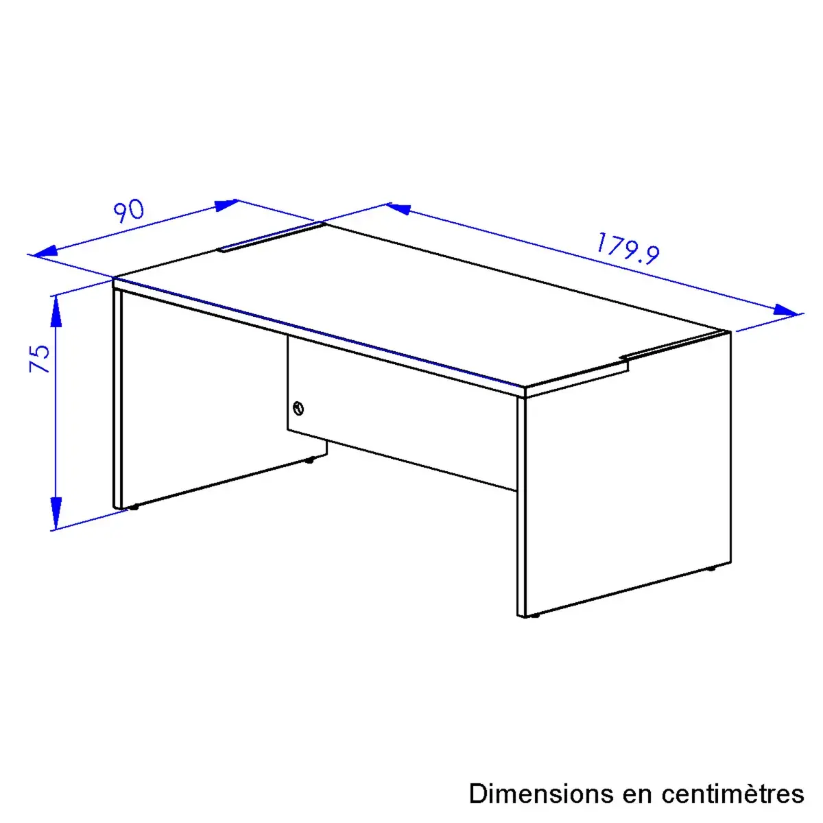 Bureau rectangulaire BARI L180 cm chêne et blanc monté photo du produit