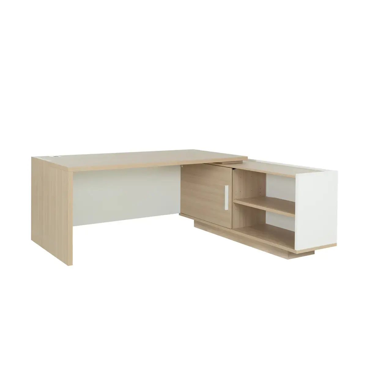 Bureau BARI Retour gauche 180 cm ch&ecirc;nestructur&eacute; / blanc mont&eacute; photo du produit