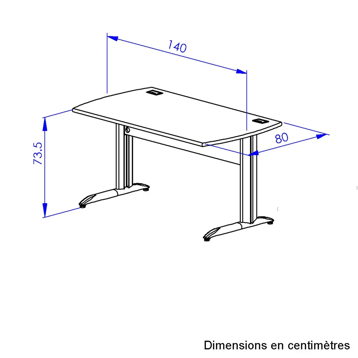 Bureau BREST 140 cm chêne du bocage anthracite pieds en métal monté photo du produit