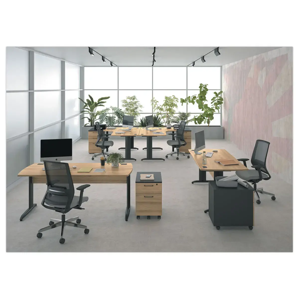 Bureau BREST 160 cm ch&ecirc;ne du bocage anthracite pieds en m&eacute;tal mont&eacute; photo du produit