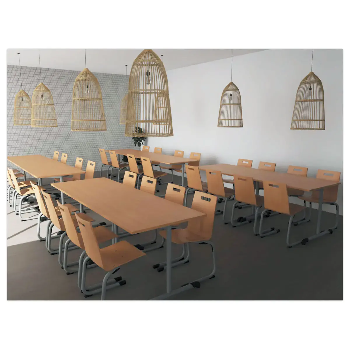 Table de collectivité 160 x 80 stratifiée hêtre -pieds alu montée photo du produit