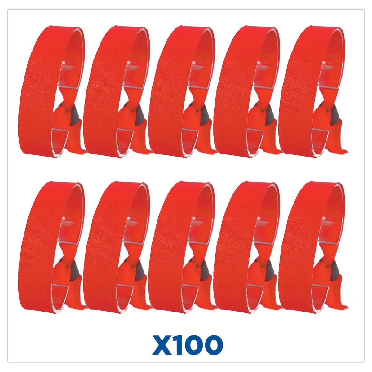 100 Bracelets en tissu rouges photo du produit