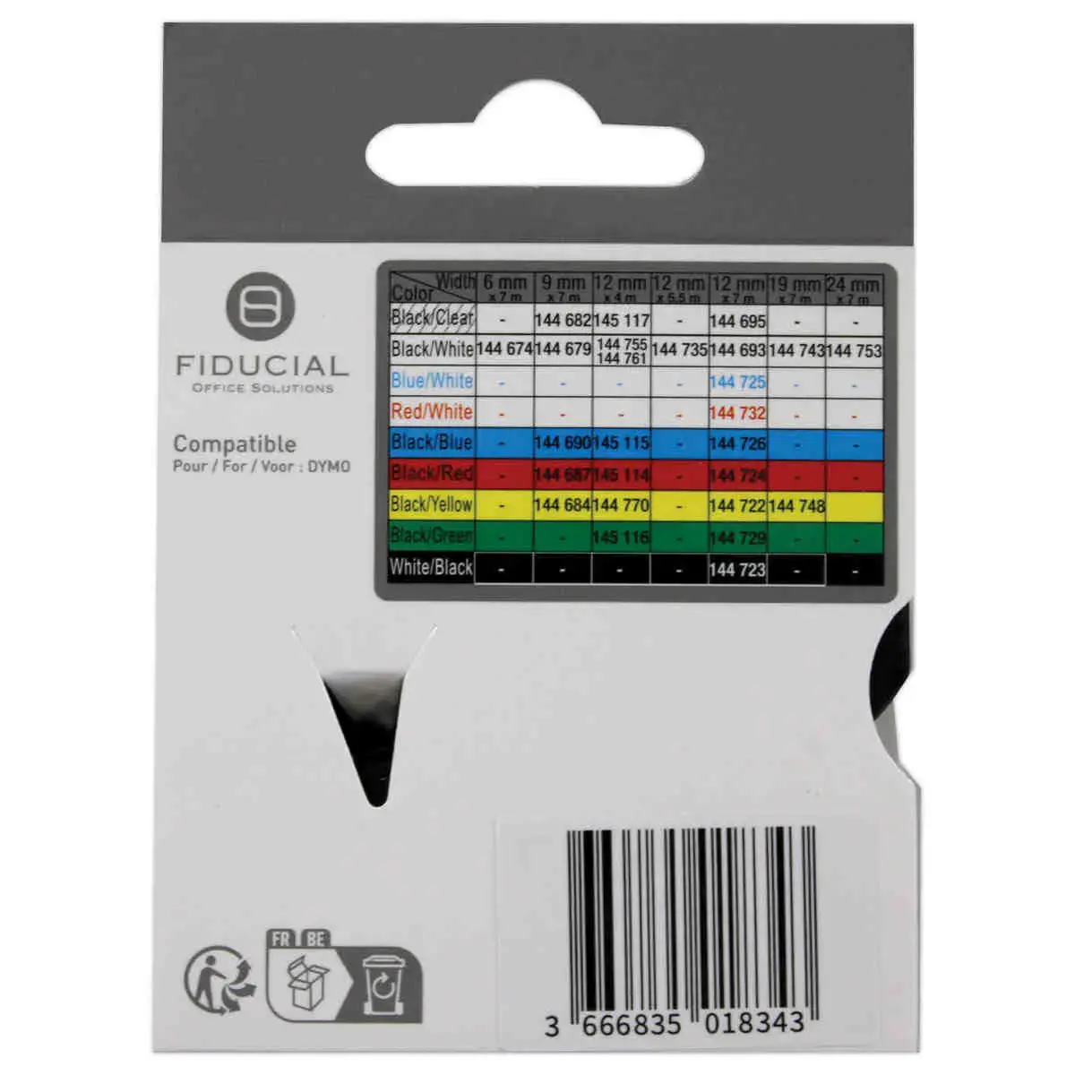 Ruban K7 pour titreuse DYMO S0720540 12mm blanc impression bleue photo du produit