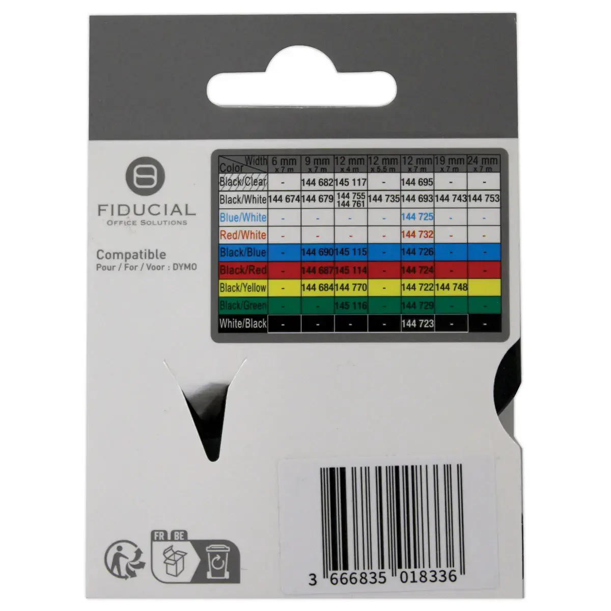 Ruban K7 pour titreuse DYMO S0720560 12mm bleu impression noire photo du produit