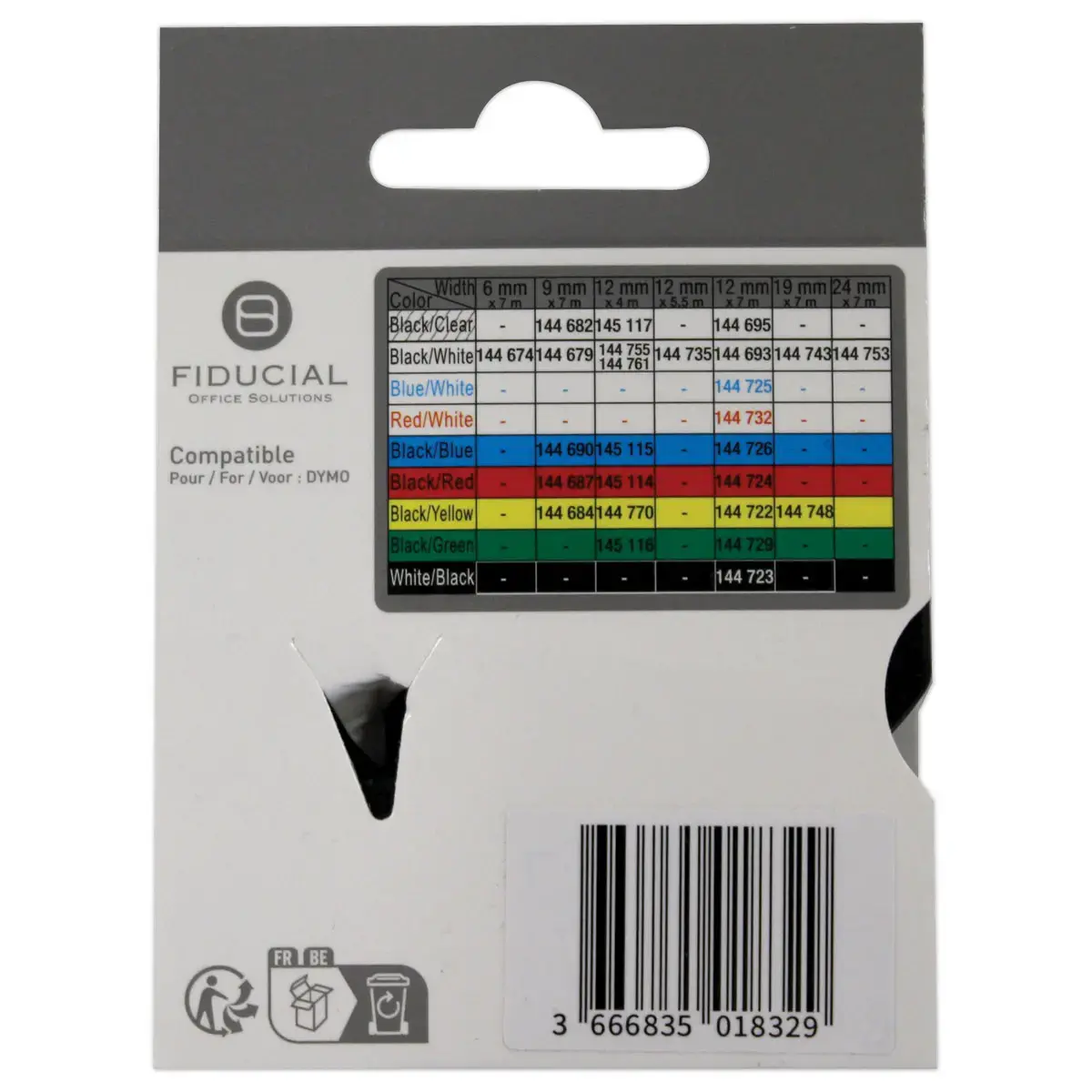 Ruban K7 pour titreuse DYMO S0720590 12mm vert impression noire photo du produit