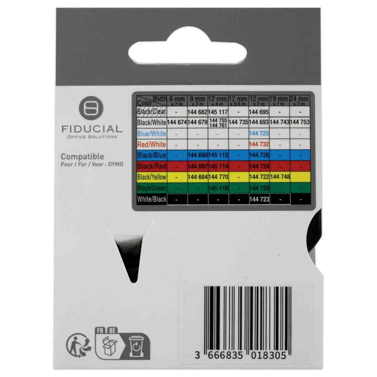 Ruban K7 pour titreuse DYMO 1978364 Durable 12mmx5.5m B/W photo du produit