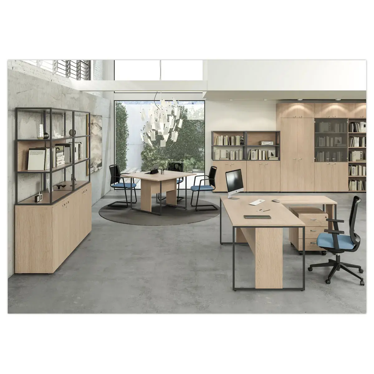 Bureau BELGRADE 160 x 80 ch&ecirc;ne pieds anthracite mont&eacute; photo du produit