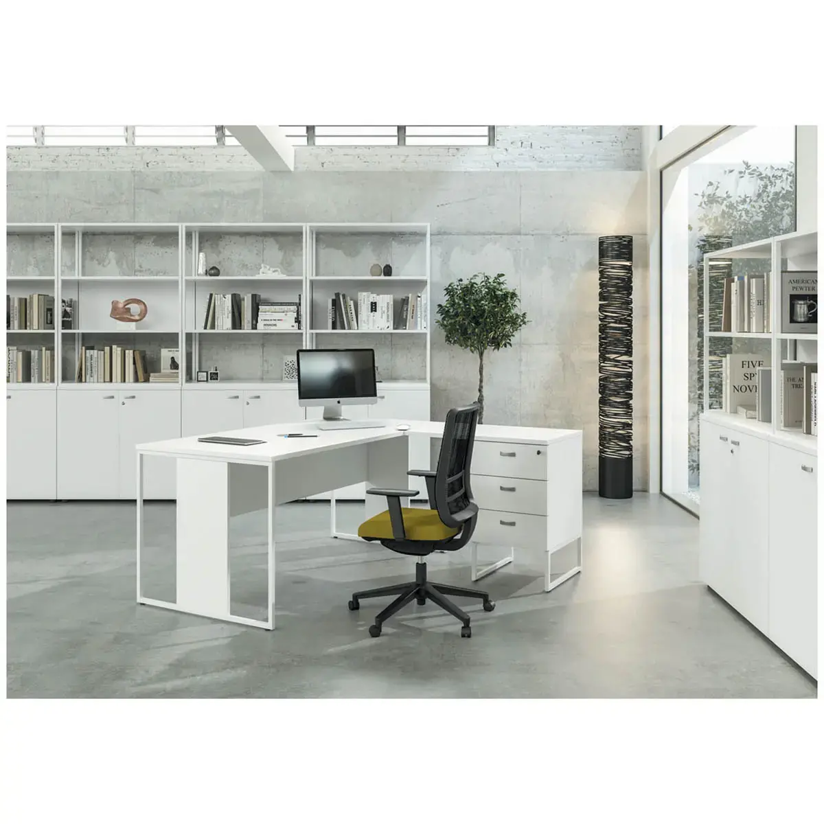 Bureau BELGRADE 160 x 80 ch&ecirc;ne pieds anthracite mont&eacute; photo du produit
