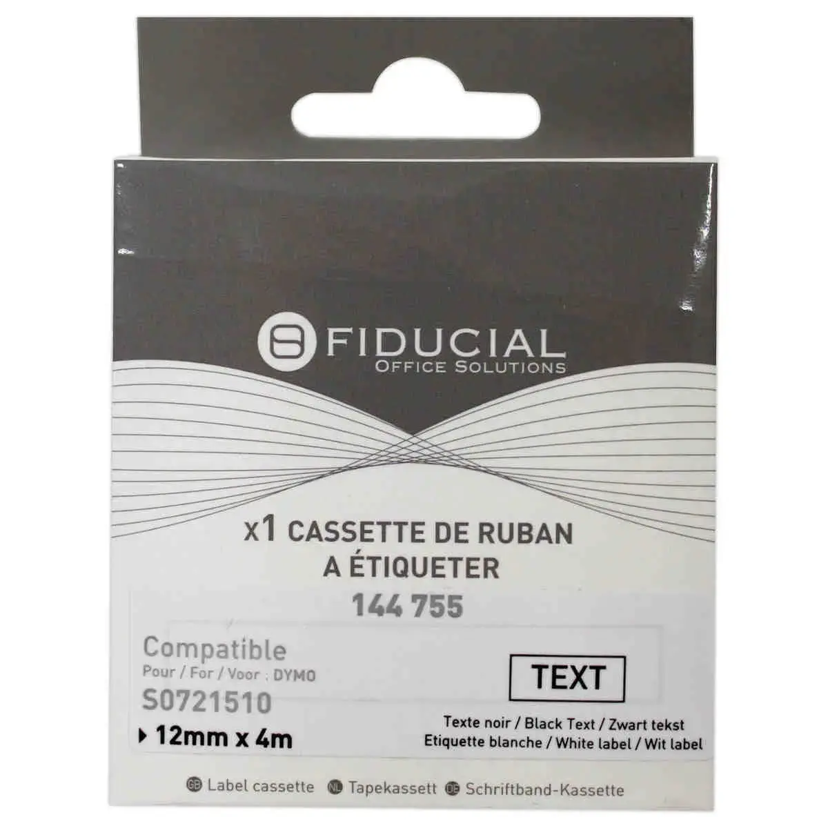 Ruban K7 pour titreuse DYMO S0721510 12 mmx4 m imp noire / blanc photo du produit