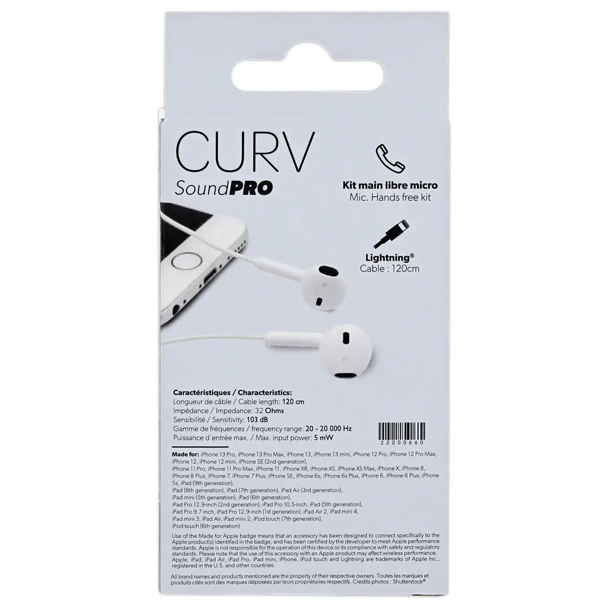 &Eacute;Couteurs semi intra-auriculaires Lightning photo du produit