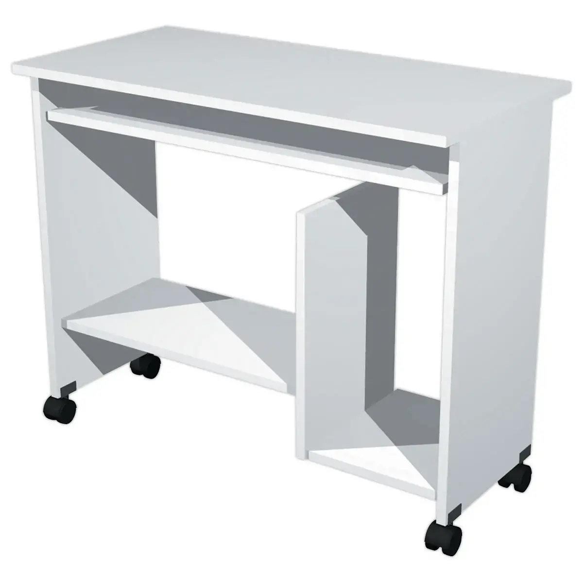 Bureau compact informatique blanc L 92x P 45 cm monté photo du produit