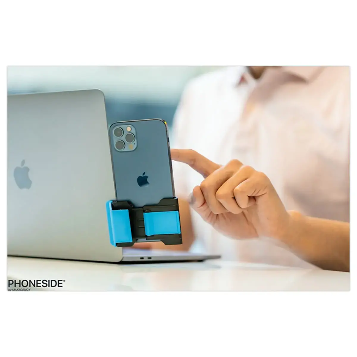 Phoneside One - support pour smartphone sur &eacute;cran d'ordinateur Bleu photo du produit