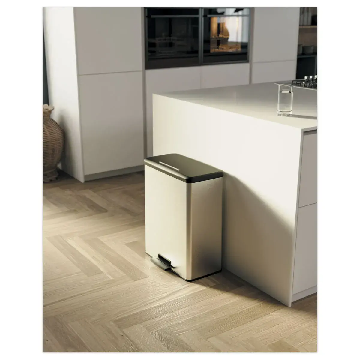 Poubelle Decobin rectangulaire duo 26l+26l d&eacute;cor m&eacute;tal photo du produit