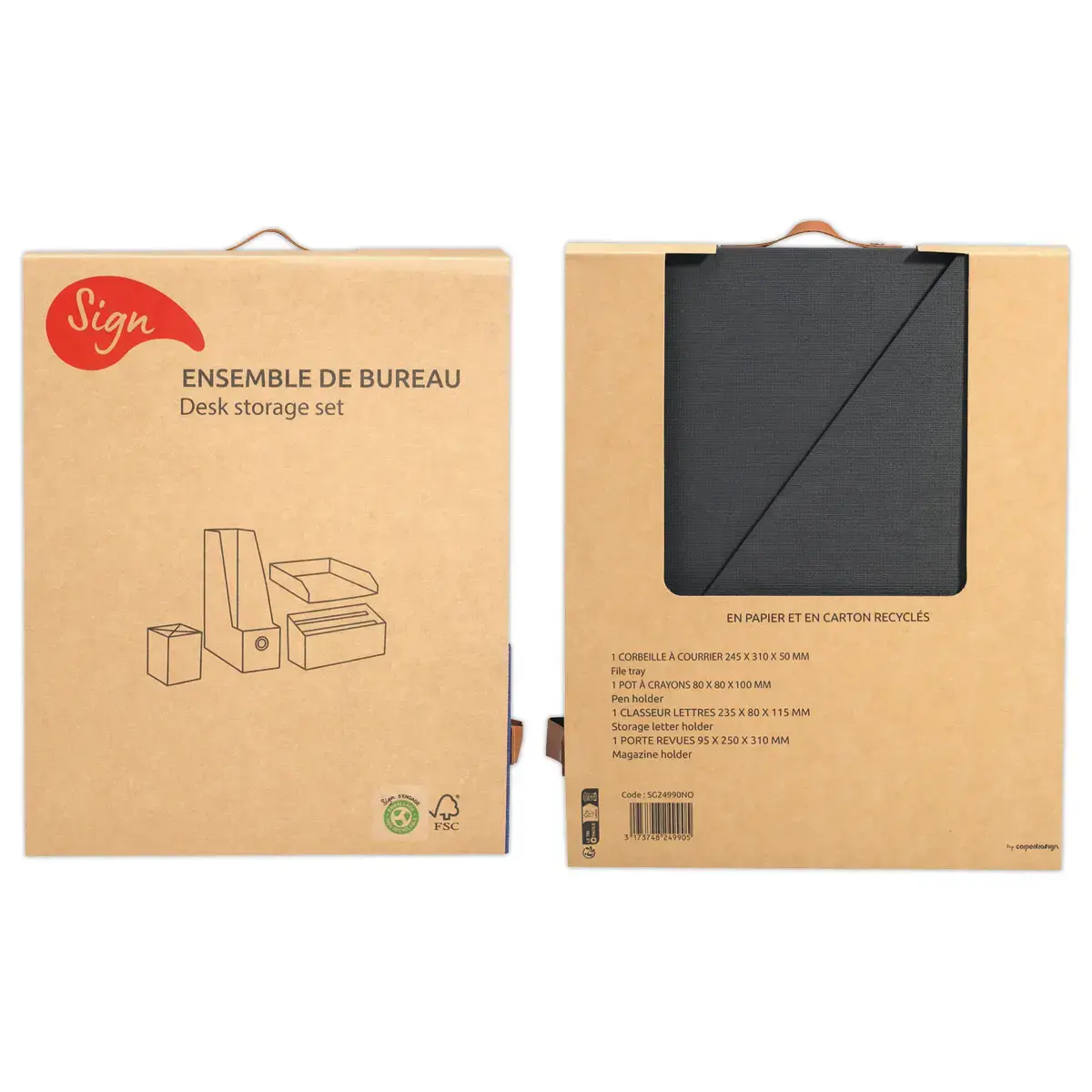 Ensemble de 4 pi&egrave;ces  en papier & carton recycl&eacute;s photo du produit