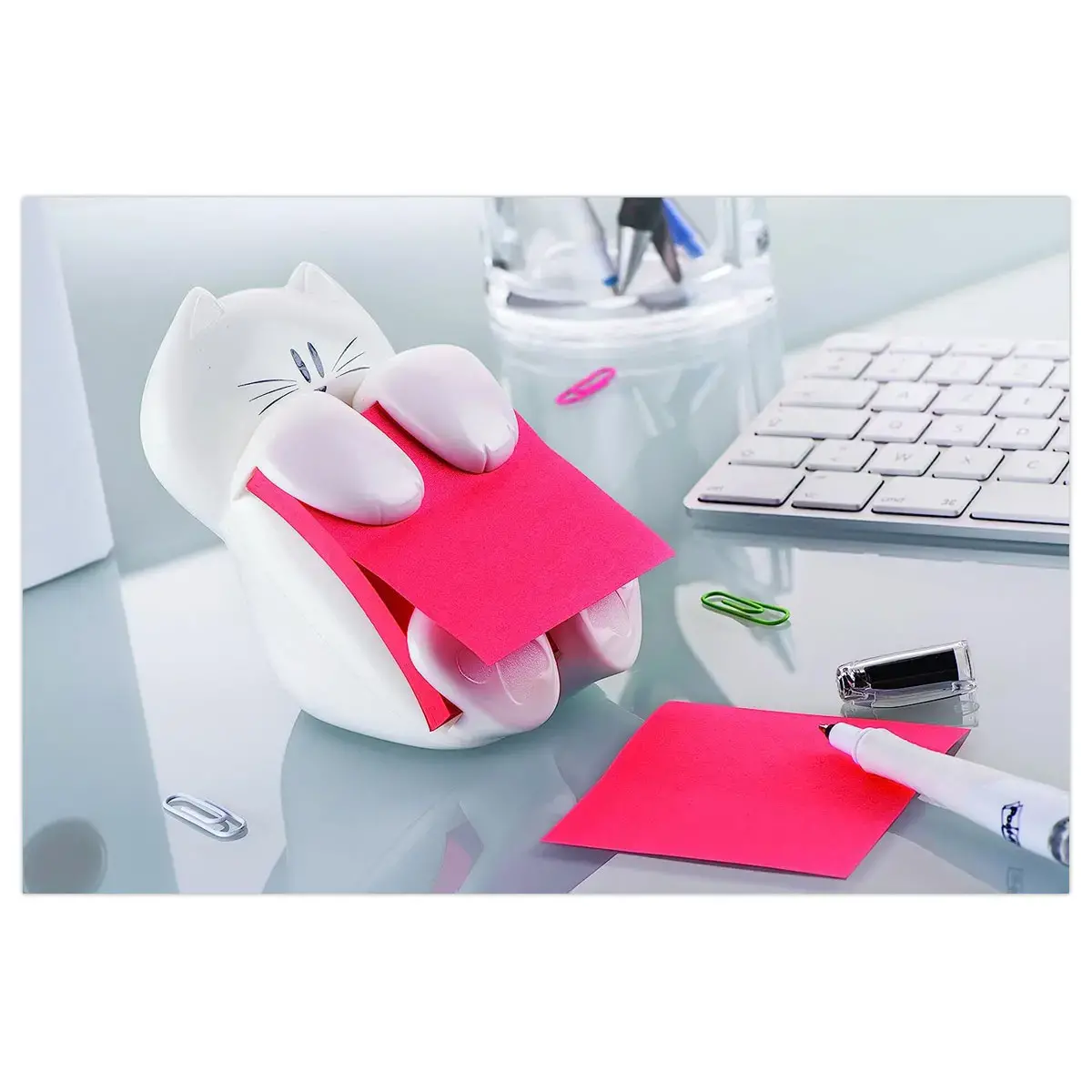 D&eacute;vidoir Post-it Super Sticky Z-Notes chat +  bloc Coquelicot 76x76 mm photo du produit