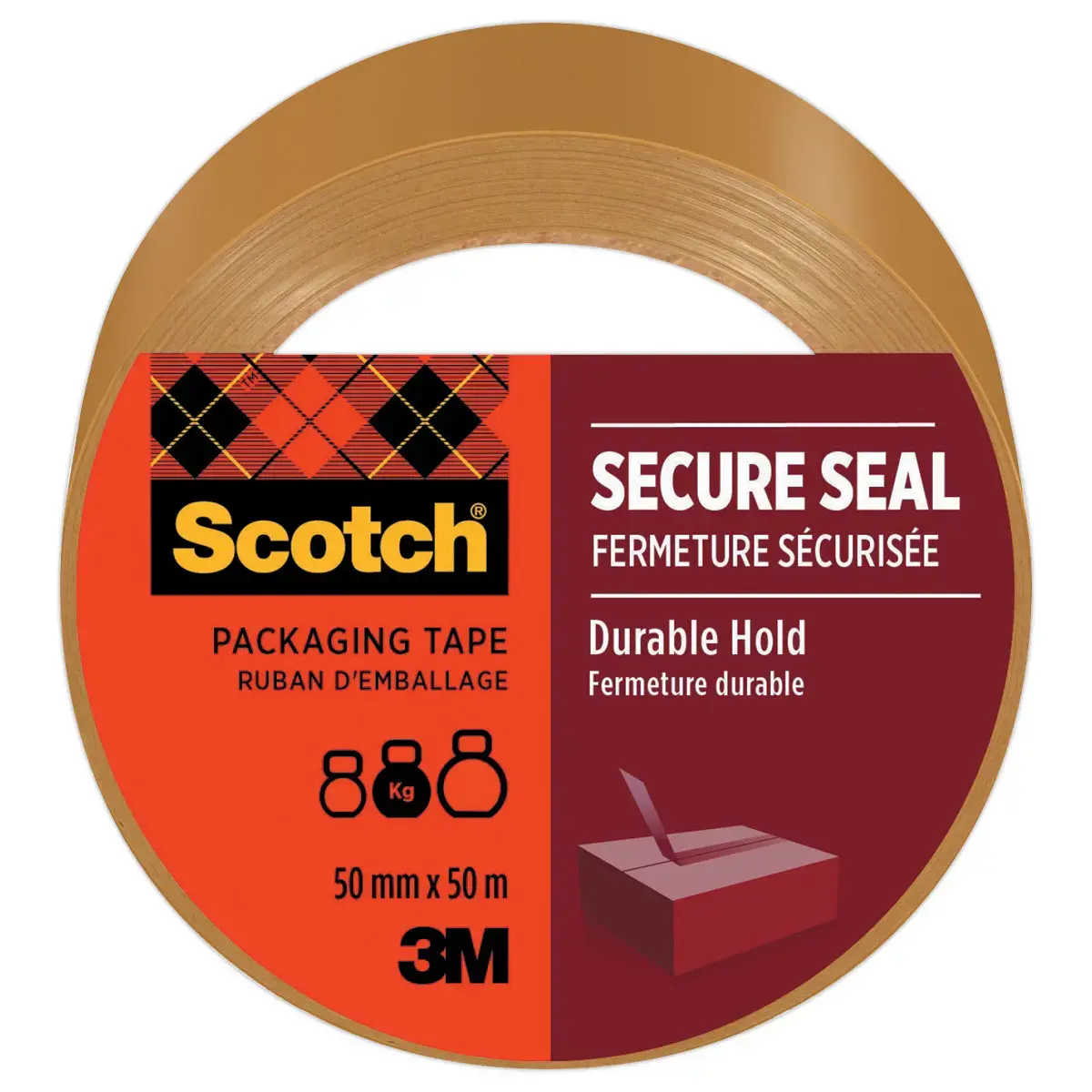 Ruban d'emballage Scotch&reg;  SECURE SEAL50 mm x 50 m Havane photo du produit