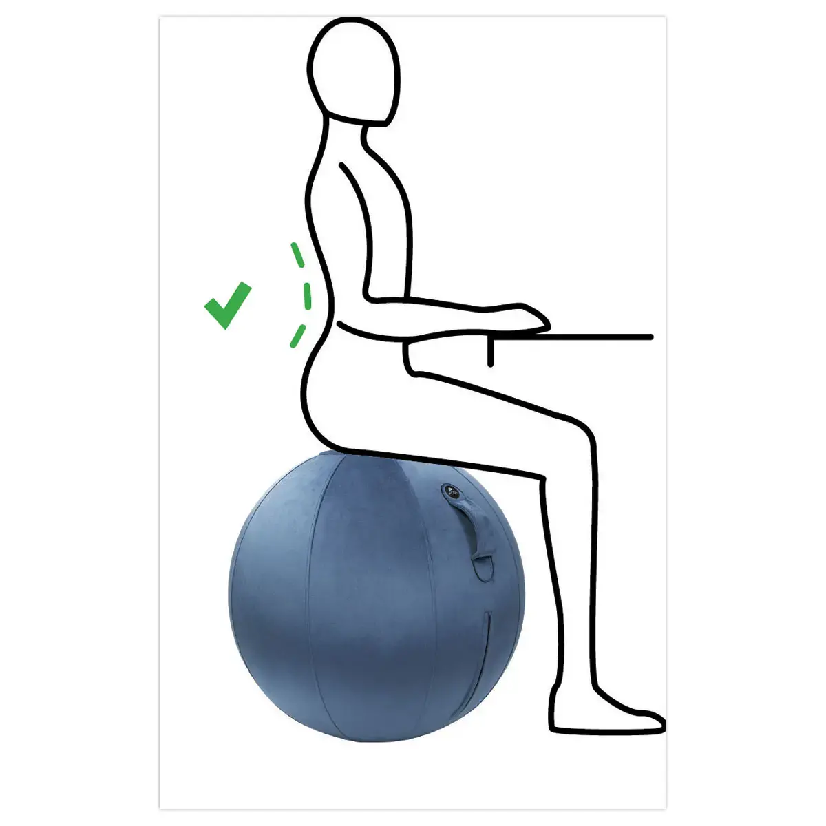 Ballon assise ergonomique - Diamètre 65 cm - Bleu - ALBA photo du produit