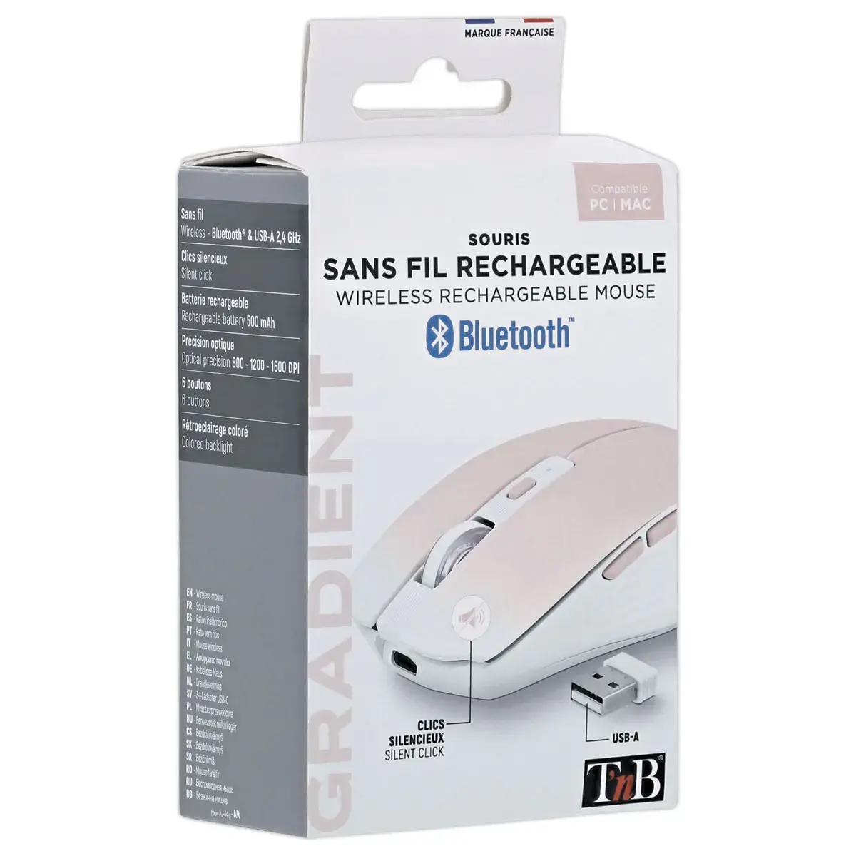 Souris gradient Dual Connect - Sans fil - Rose - T'nB photo du produit