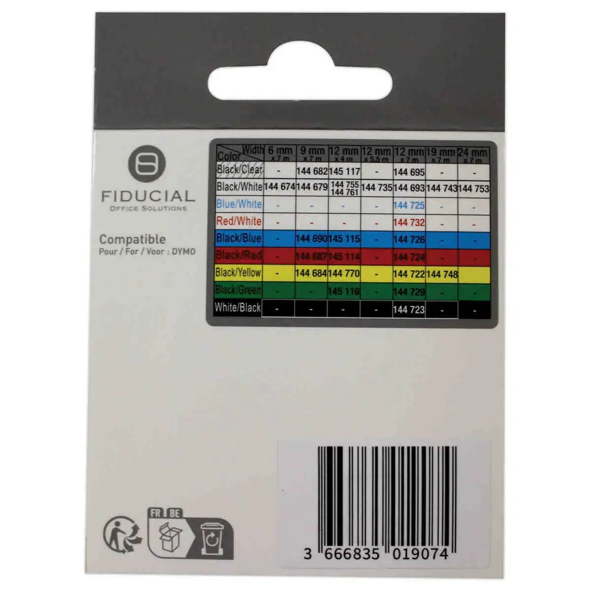 Ruban Letratag 12mmx4 m impression noire sur vert comp DYMO S0721640 photo du produit