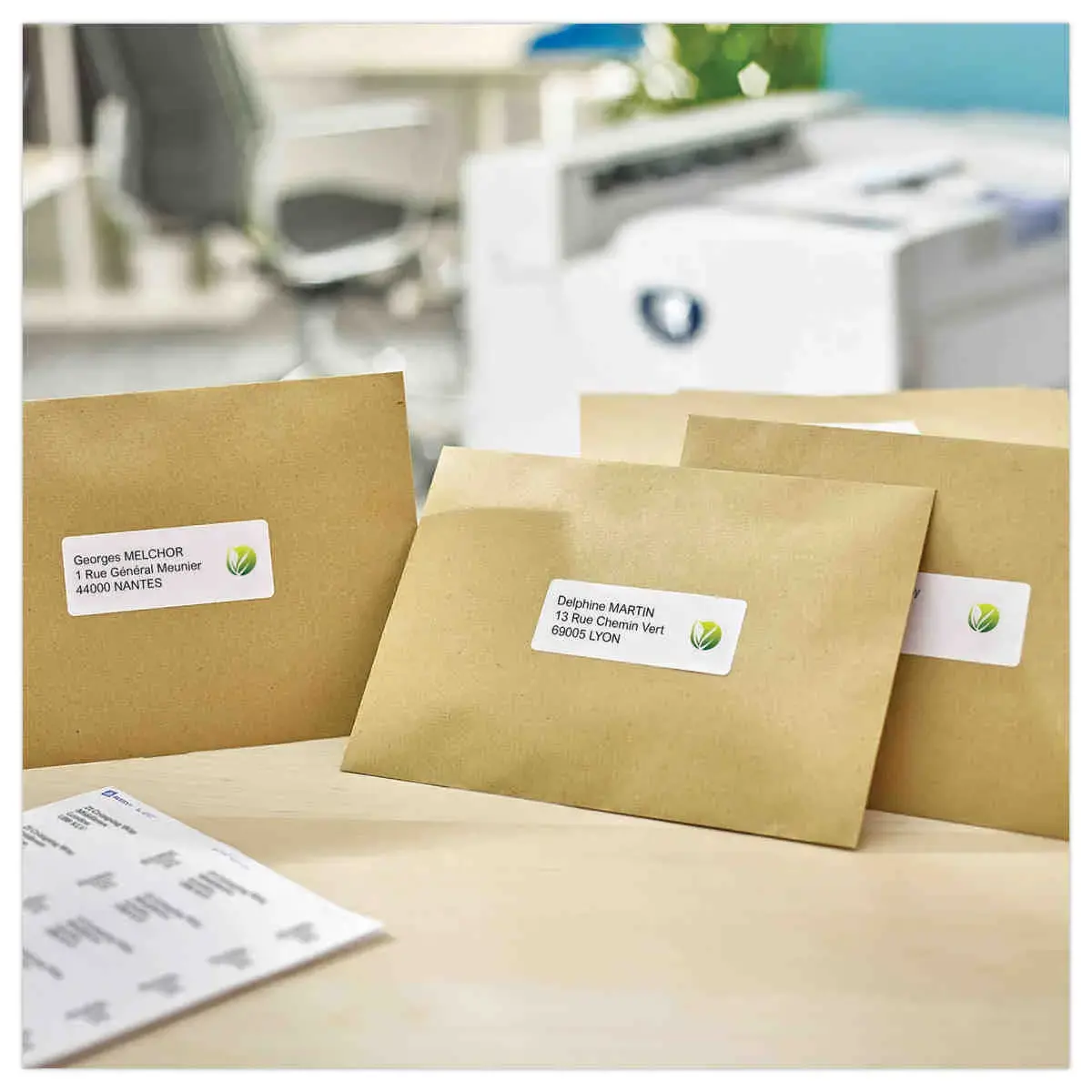 15 Planches &eacute;tiquettes recycl&eacute;es blanches63,5 x 33,9mm photo du produit