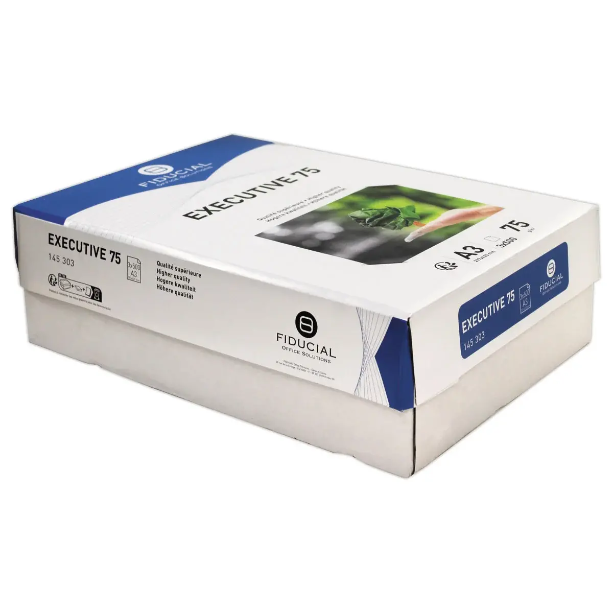 3 Ramettes de 500 feuilles de papier blanc - A3 - 75g - EXECUTIVE 75 - FIDUCIAL photo du produit