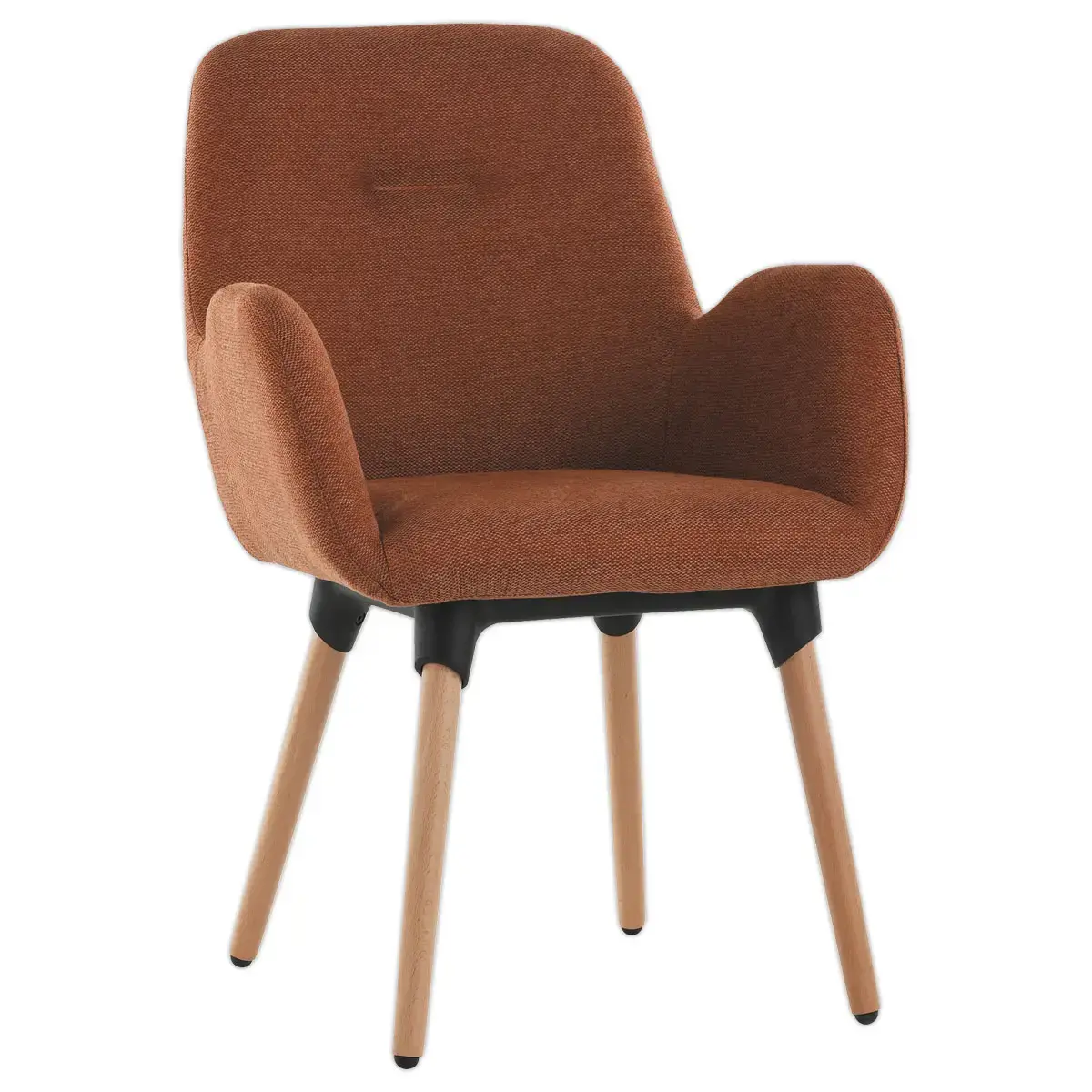 2 Fauteuils Tissu terracota 4 pieds boisvernis montés photo du produit