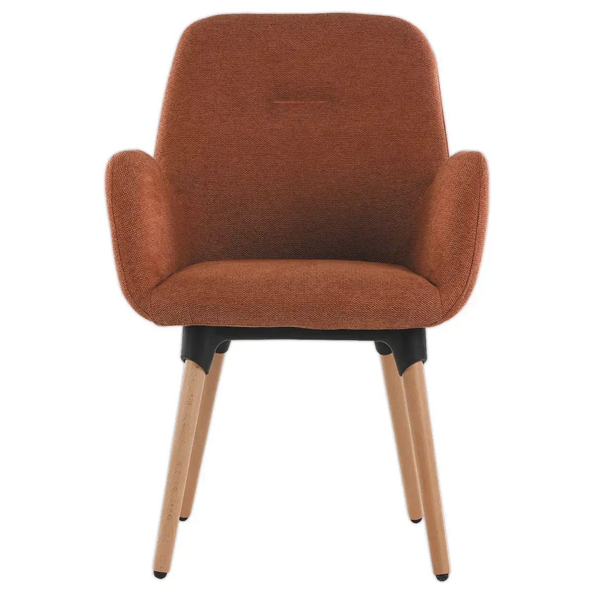 2 Fauteuils Tissu terracota 4 pieds boisvernis montés photo du produit