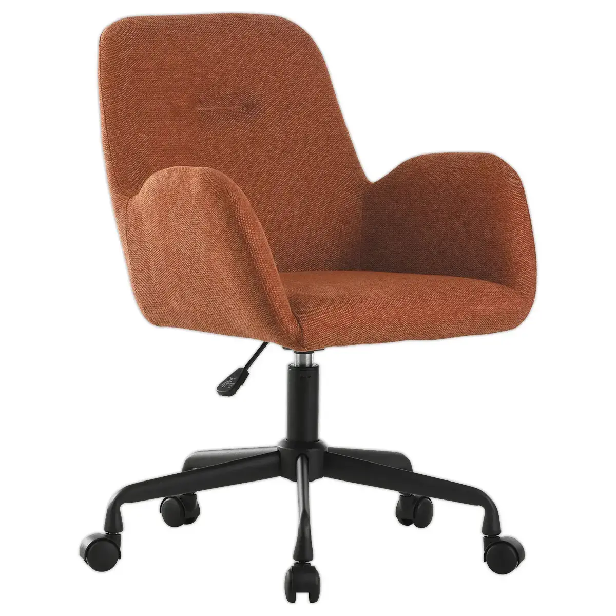 2 Fauteuils Tissu terracotta pi&eacute;tement &agrave;roulettes mont&eacute;s photo du produit