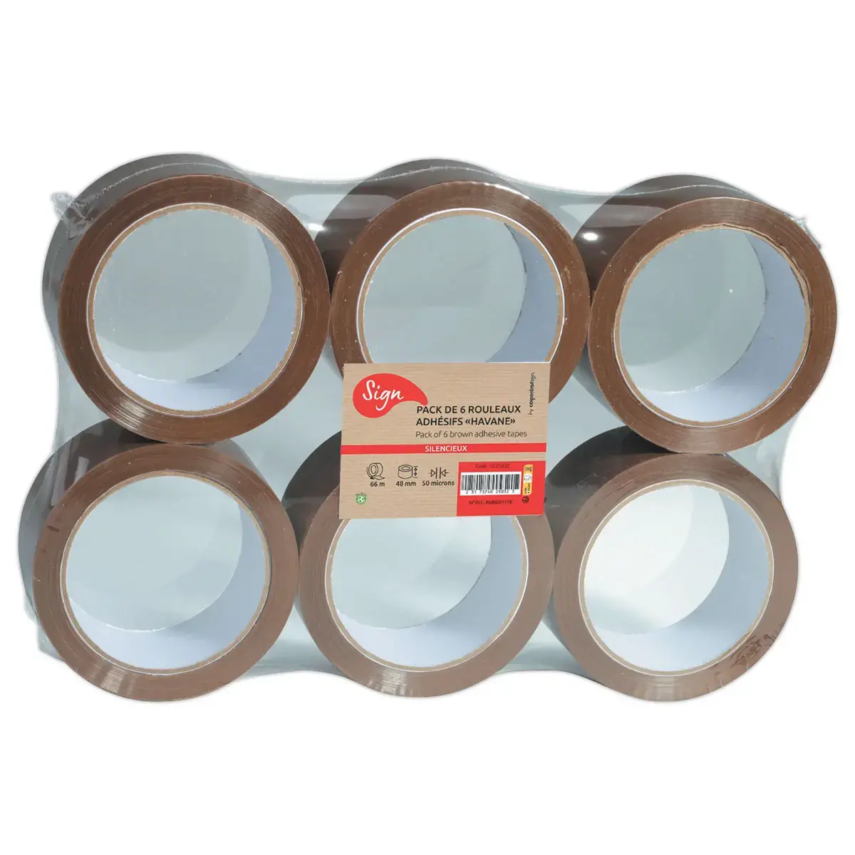 6 Rouleaux d'adh&eacute;sif d'emballage - 66 m x 48 mm - 50&micro; - Sign photo du produit