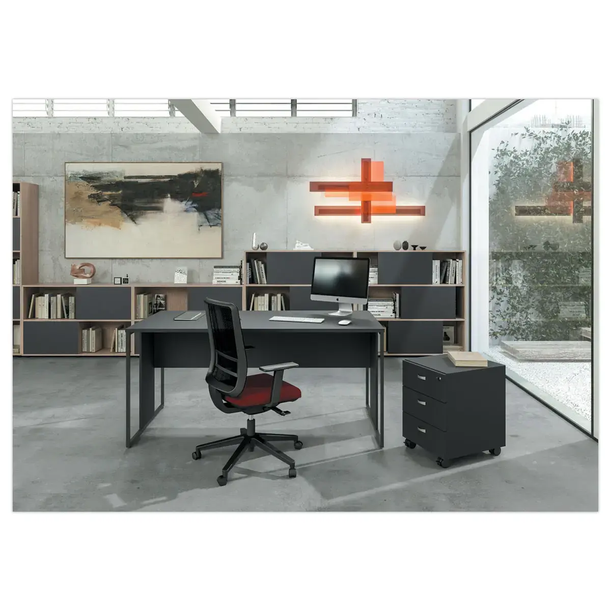 Bureau BELGRADE 140 x 80 ch&ecirc;ne pieds blanc mont&eacute; photo du produit