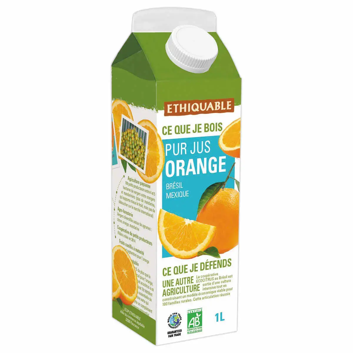 Brique de jus d'orange biologique - 1 L - ETHIQUABLE photo du produit