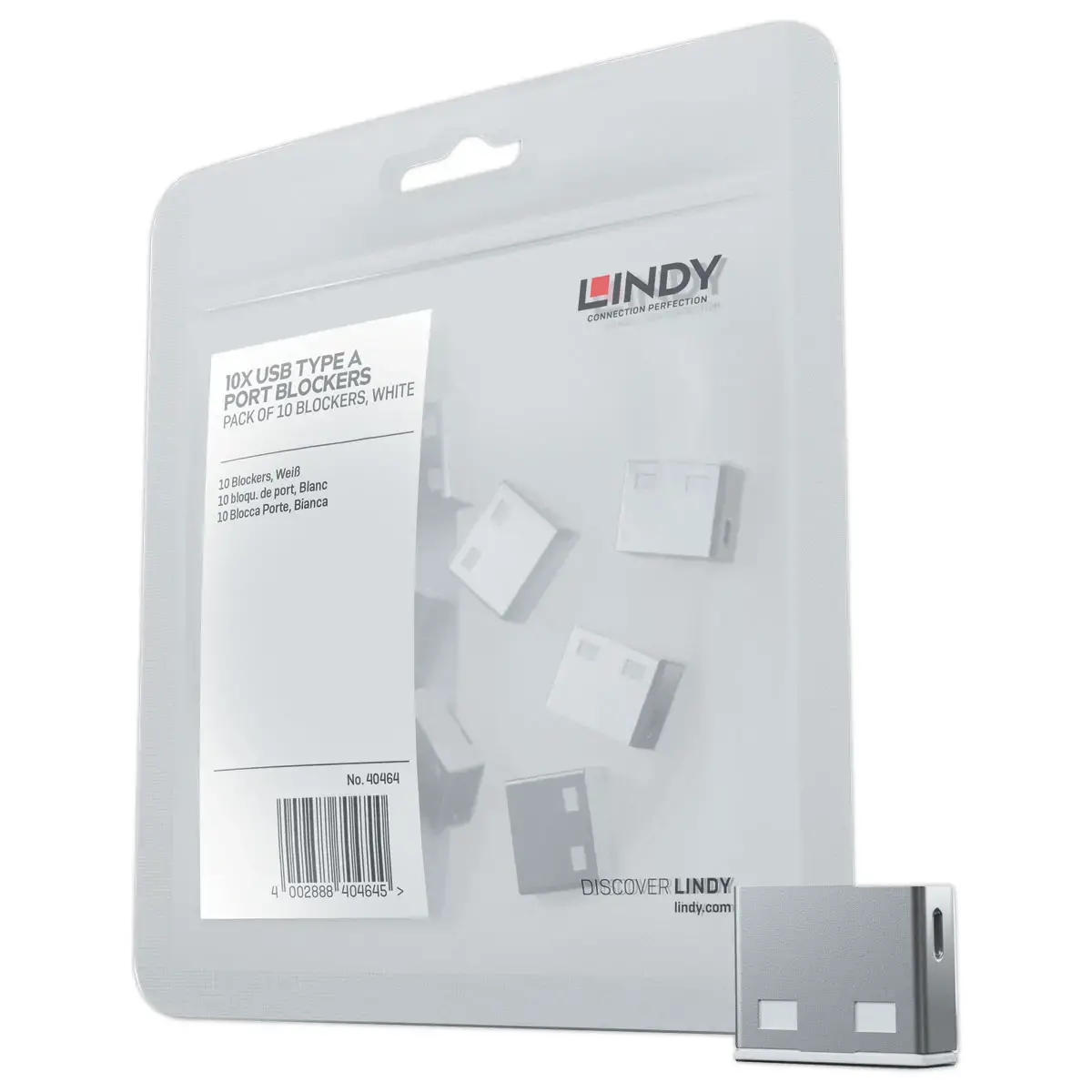 Bloqueurs de port USB Type A sans clé - Blanc - Lindy photo du produit