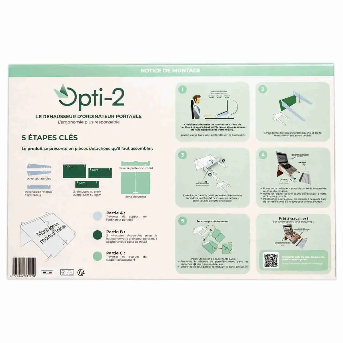 Support pour PC portable ERGO OPTI-2 -Optimeo photo du produit