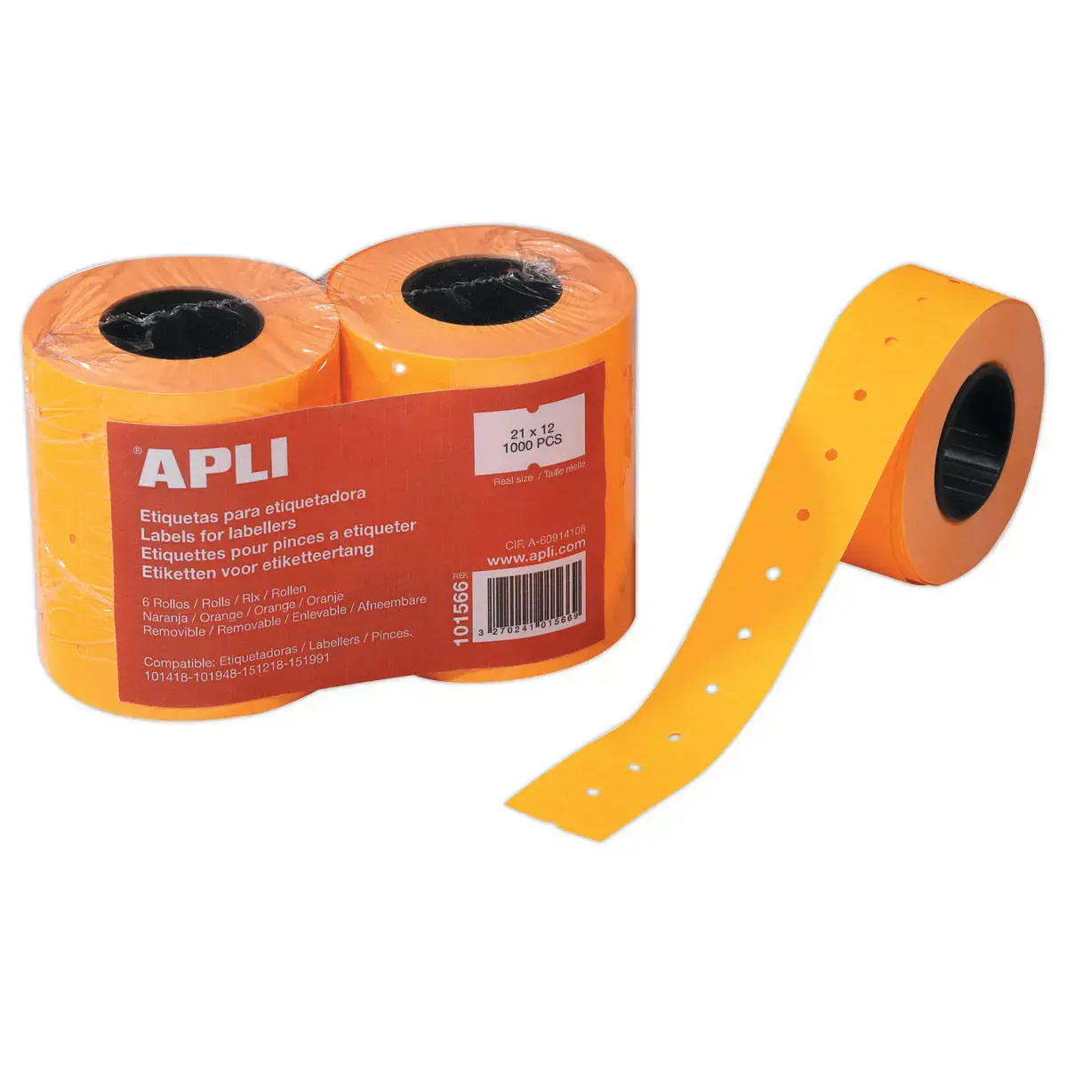 6 Rouleaux de 1000 étiquettes 21x12mm orange pour pince 146492 photo du produit