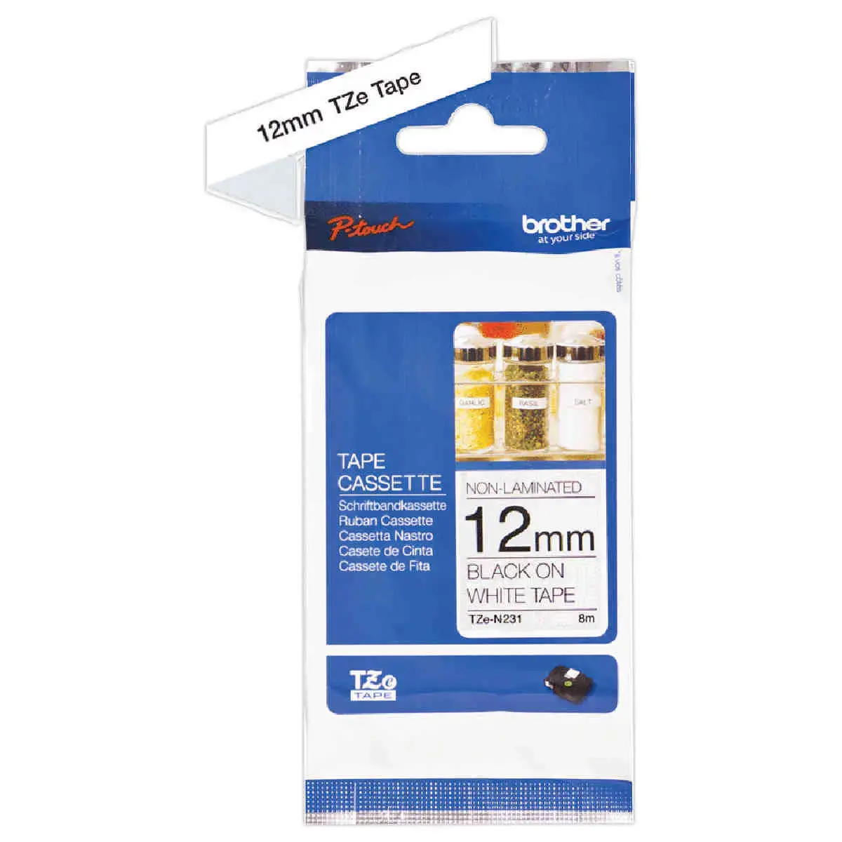 Brother ruban cassettes TZEN 231 noir / blanc 12 mm photo du produit