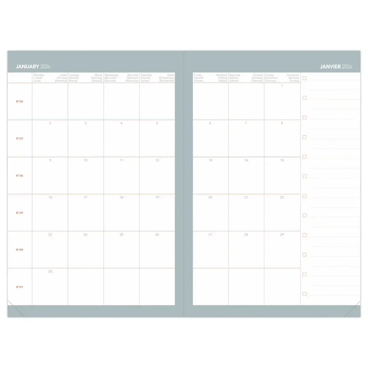 Agenda semainier QuoVadis Isis Arabesque - 16x24cm - rose photo du produit