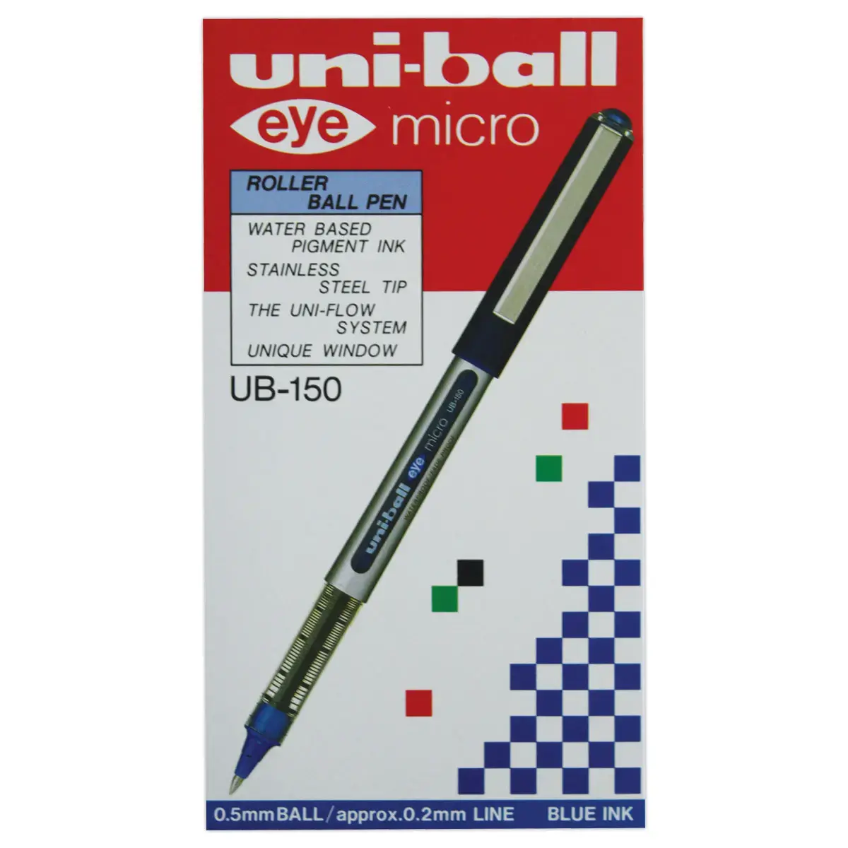 24 Rollers pointe métal Eye 150 - Bleu - UNI BALL photo du produit