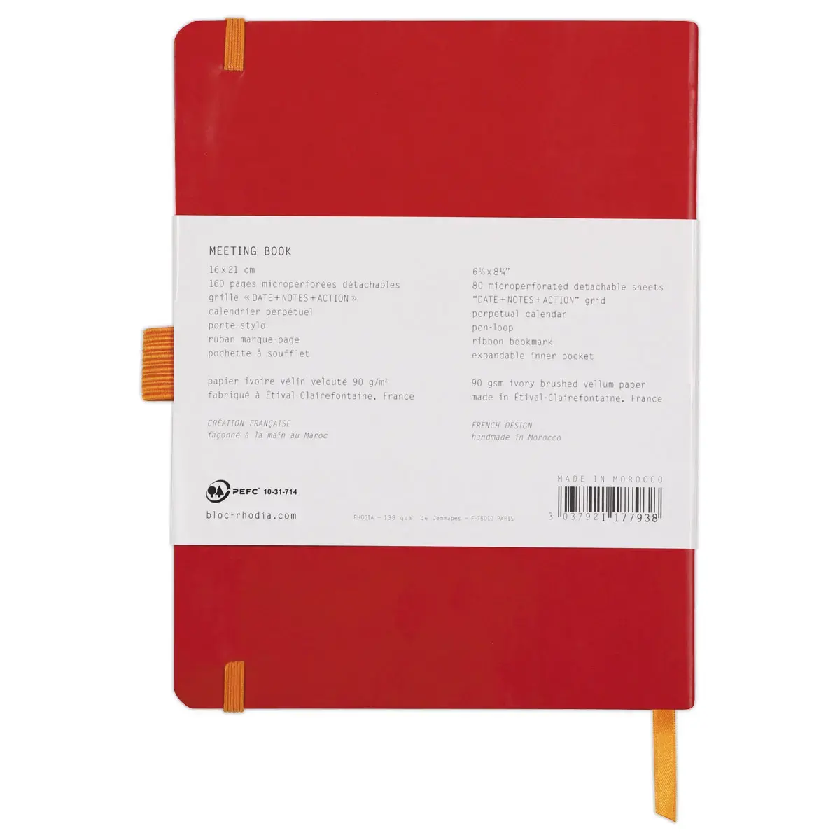Carnet agenda perpetuel Meeting RHODIA16x21 cm Coquelicot photo du produit