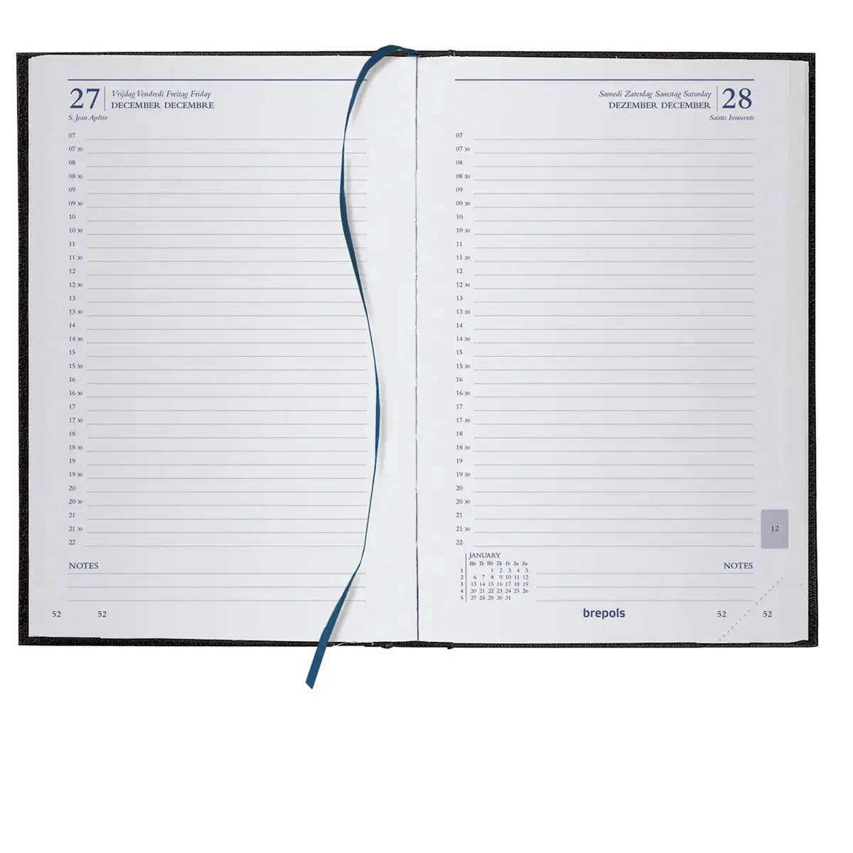 Agenda journalier Brepols Ecoday - 1j/page - 13,3x20,8 cm - bleu photo du produit