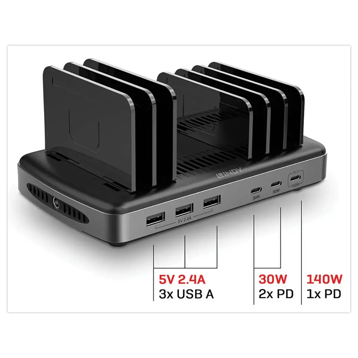 Station de Charge USB - 6 ports - 160W - LINDY photo du produit