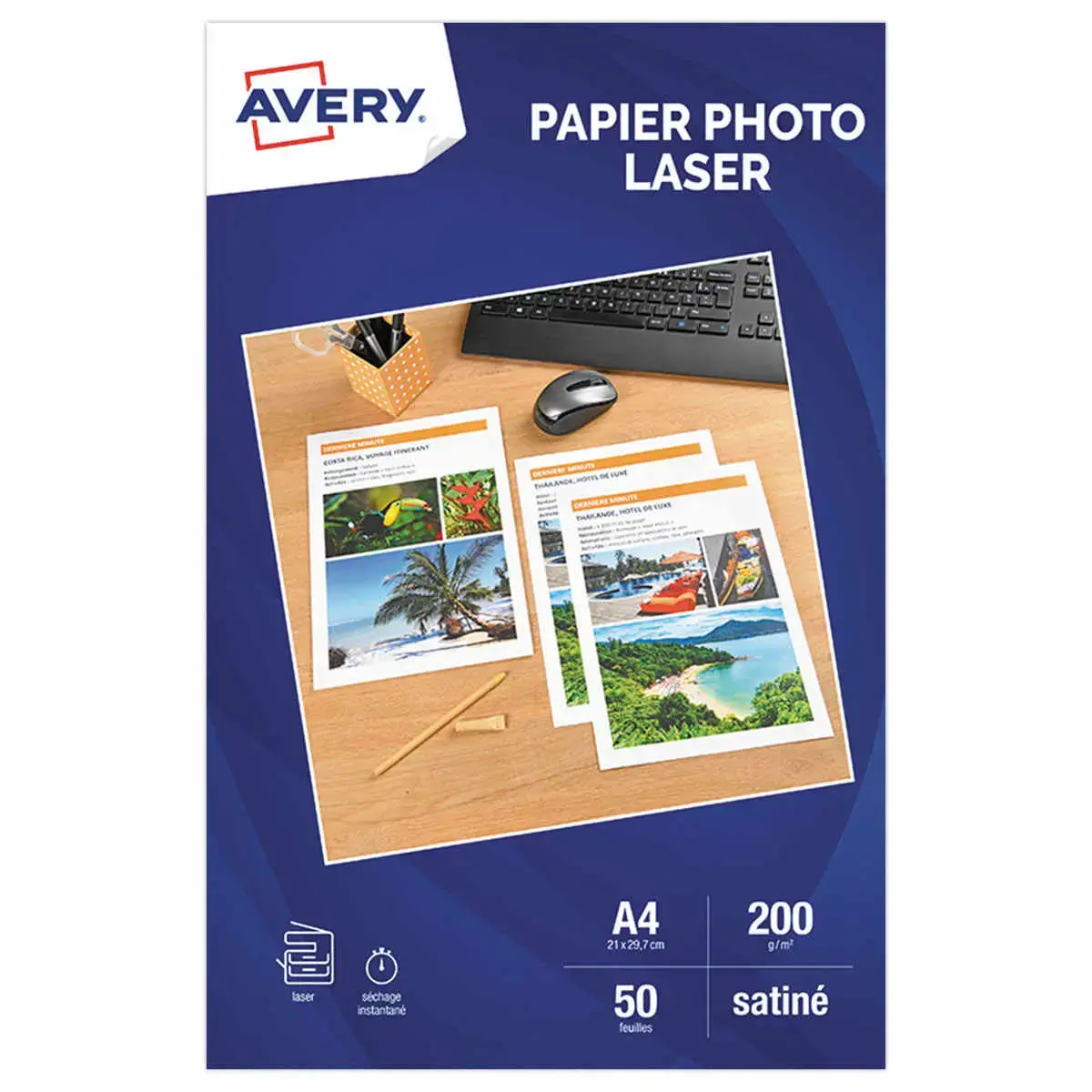 50 Feuilles de papier photo satin&eacute; - A4 recto/verso - 200g/m&sup2; - laser photo du produit