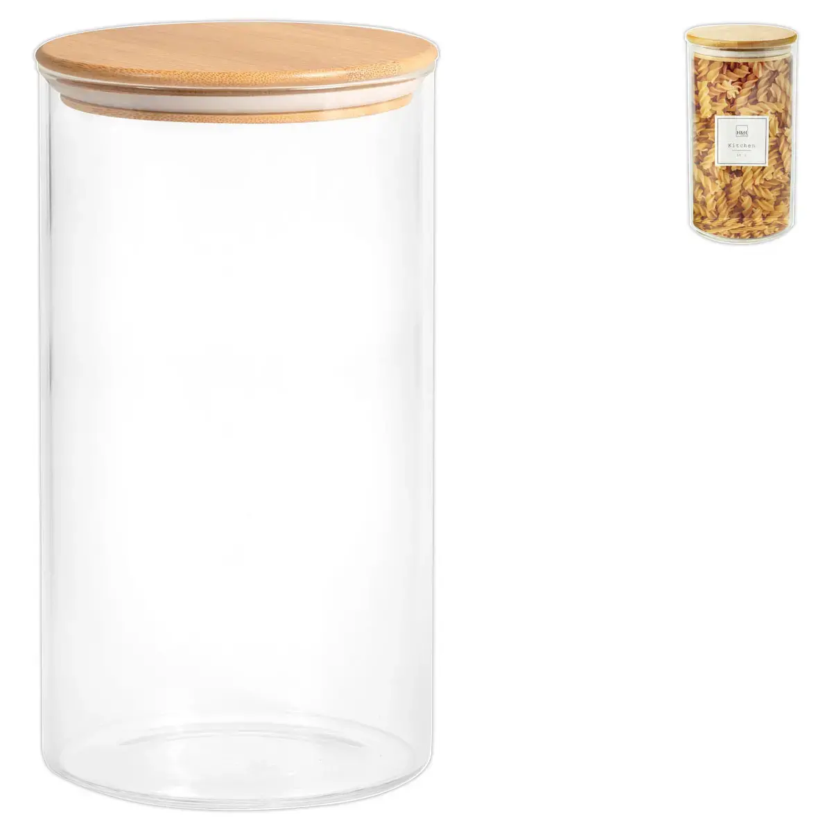 Pot en verre et son couvercle en bambou 1L photo du produit