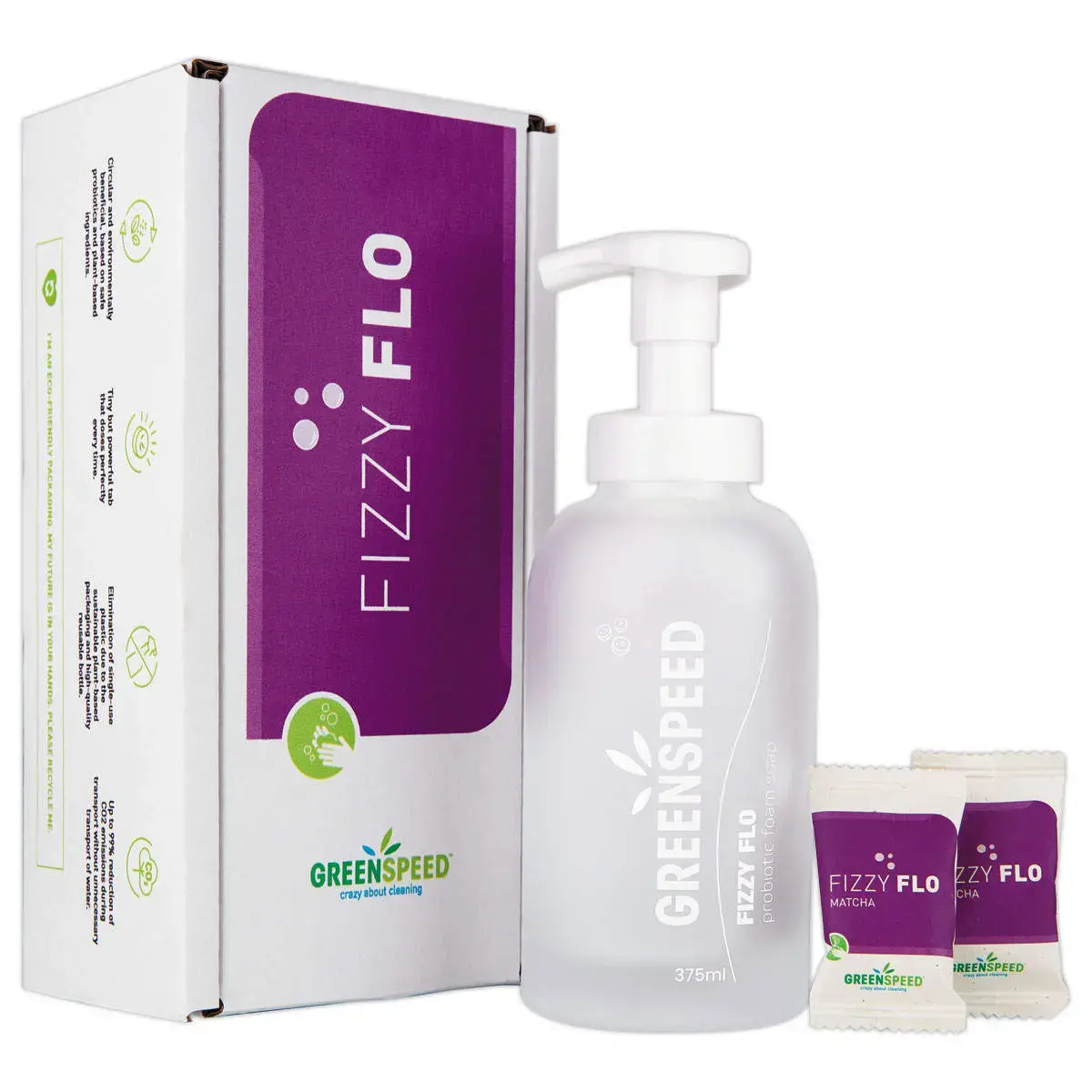 Savon mousse rechargeable Fizzy Flo avec pompe + 2 tablettes photo du produit